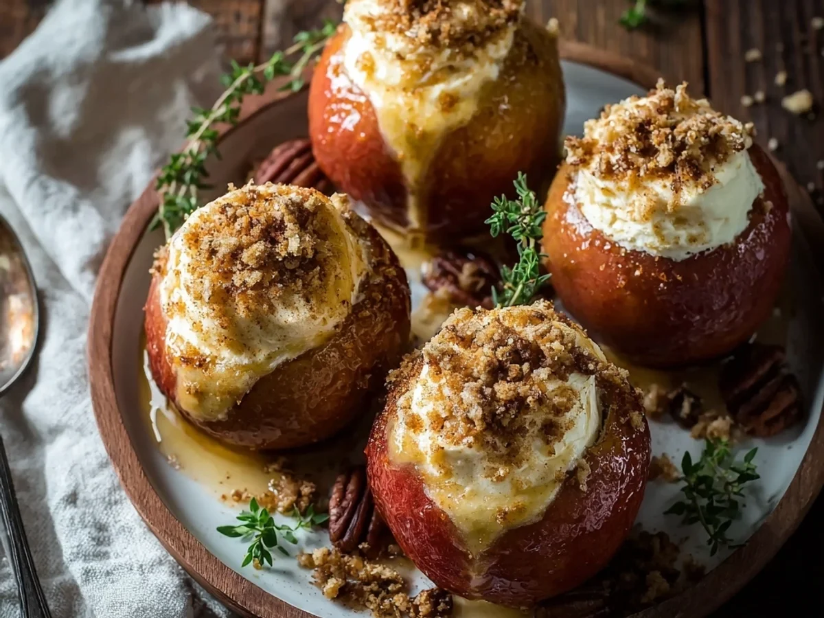 Warm Cheesecake Stuffed Baked Apples Dessert - Image 1