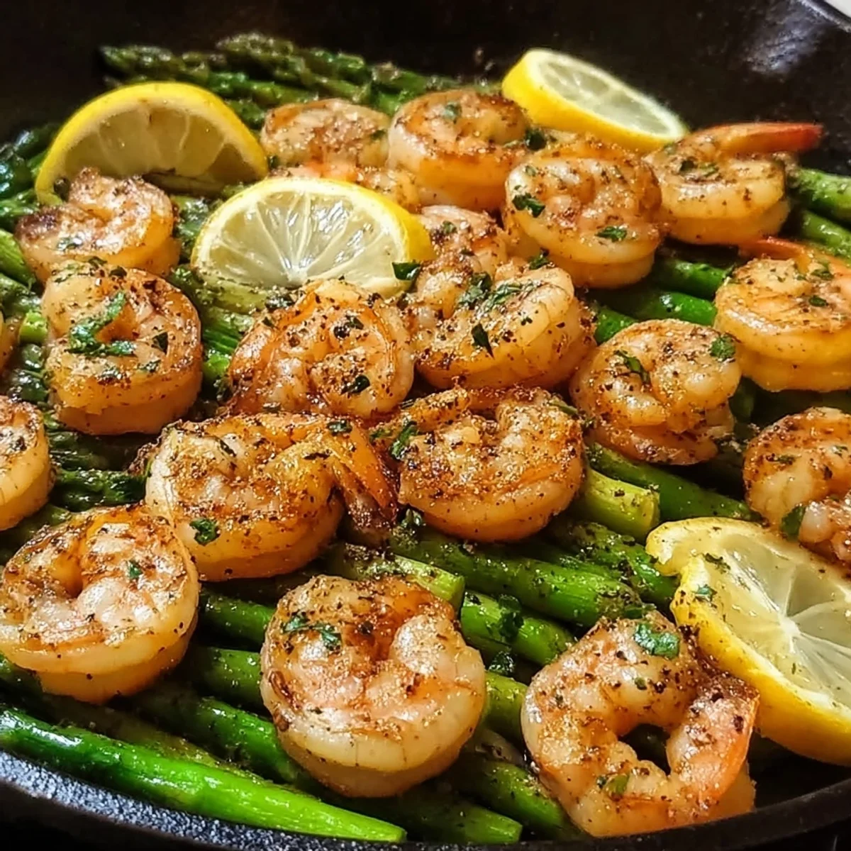 20-Minute Lemon Garlic Shrimp & Asparagus Skillet