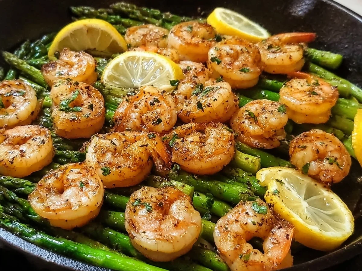 20-Minute Lemon Garlic Shrimp & Asparagus Skillet - Featured Image