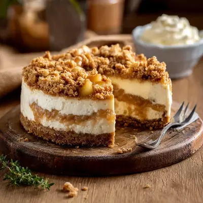 Apple Crumble Cheesecake: Spiced Apple & Creamy Layers