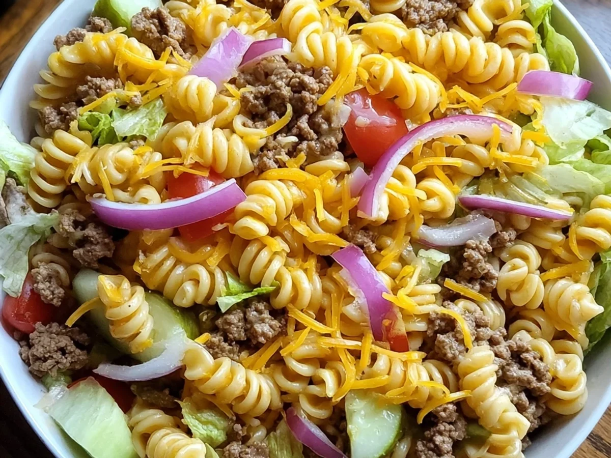 Big Mac Ground Beef Pasta Salad - Featured Image