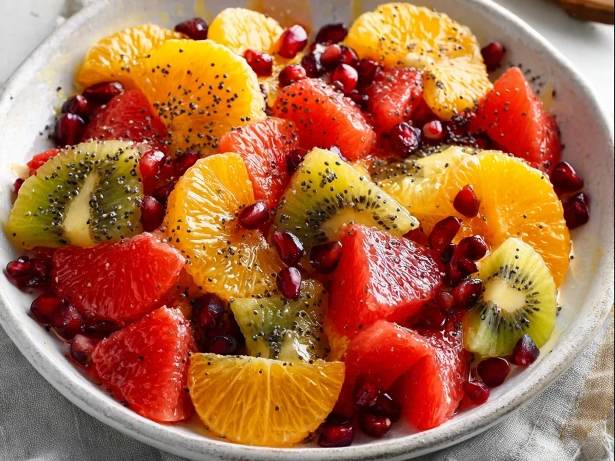 Bright Winter Fruit Salad with Orange Poppy Seed Dressing - Featured Image