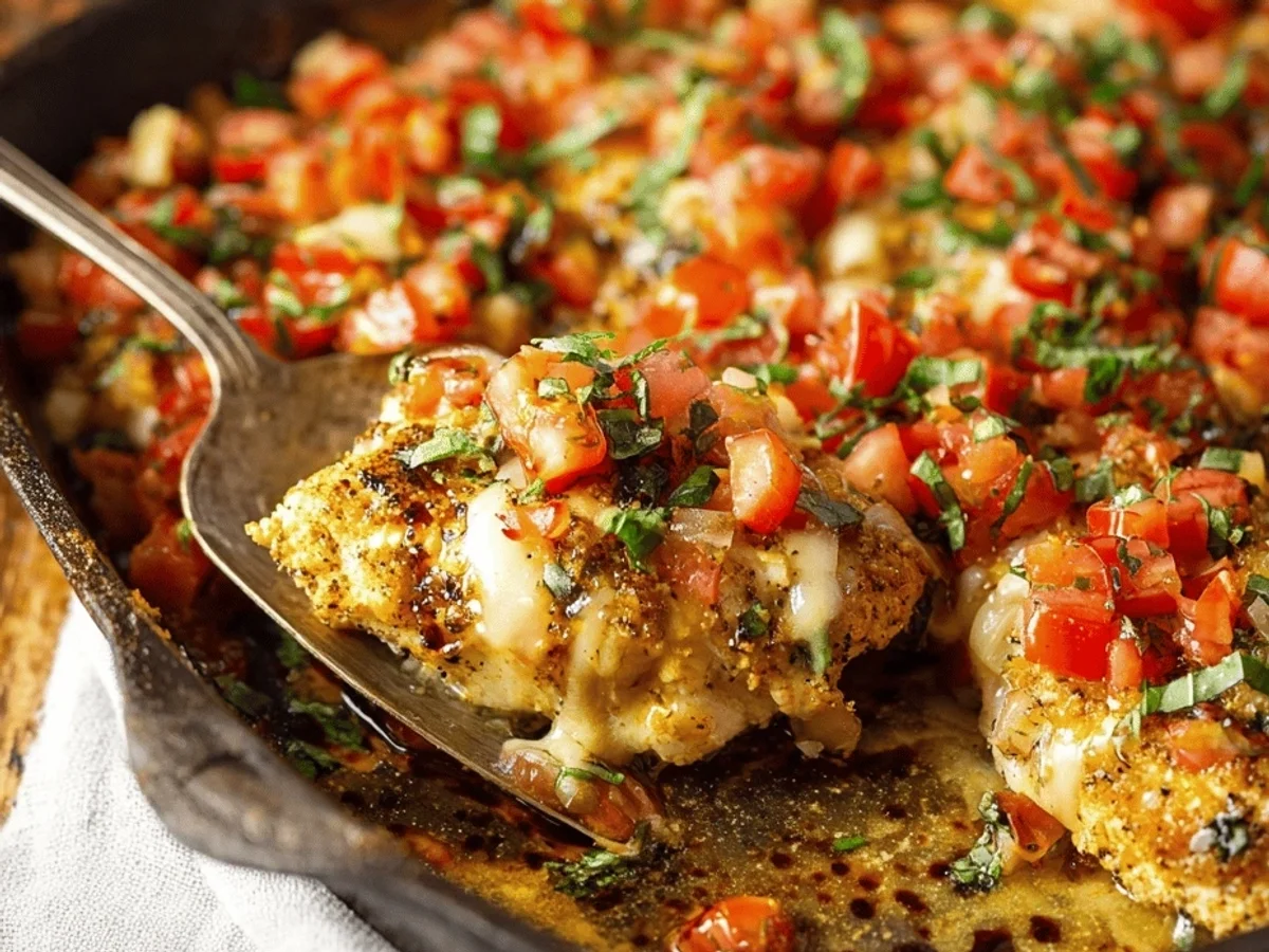 Bruschetta Chicken Bake Recipe - Featured Image