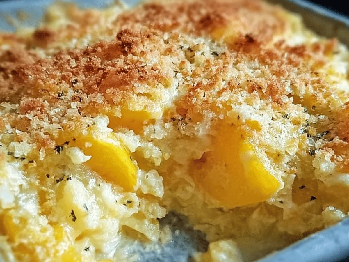 Cheesy Yellow Squash Casserole Recipe - Featured Image
