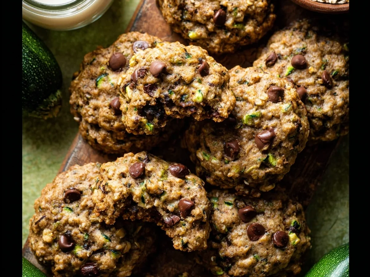 Chewy Zucchini Oatmeal Chocolate Chip Cookies Recipe - Featured Image
