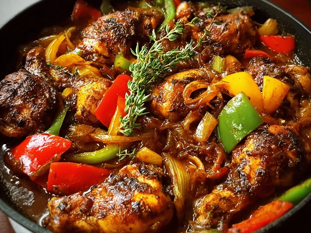 Classic Caribbean Brown Stew Chicken Recipe - Featured Image