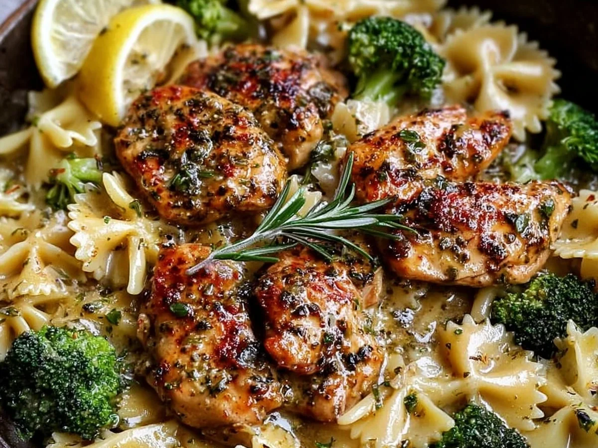 Cowboy Butter Lemon Bowtie Chicken & Broccoli Dinner - Featured Image