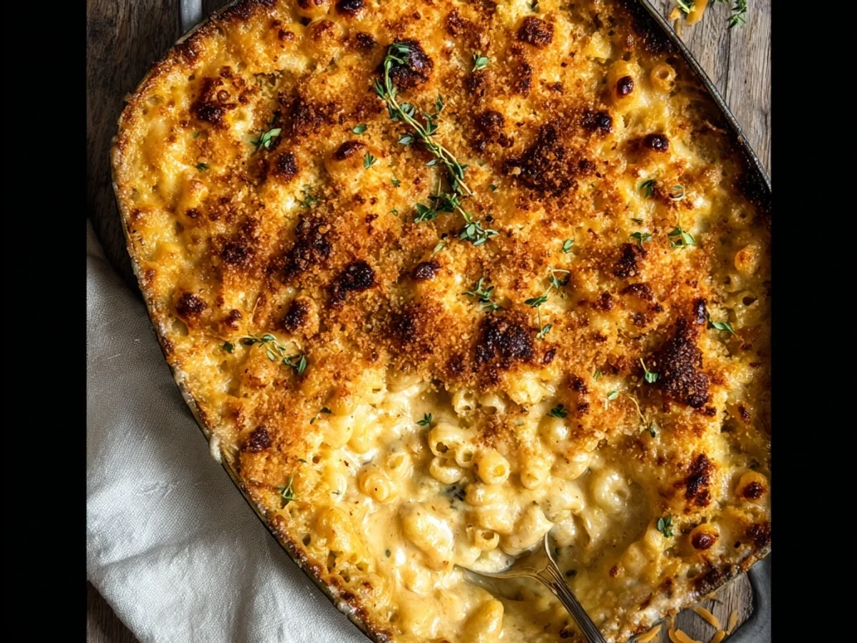 Creamy Baked Mac and Cheese Recipe with a Golden Crumb - Featured Image