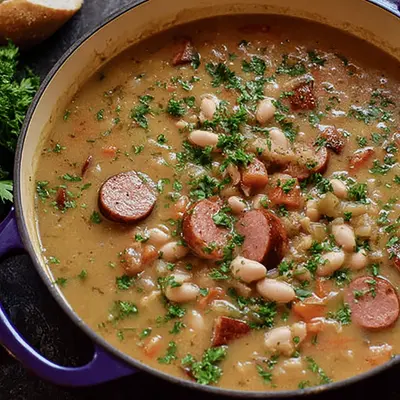 Creamy Bean Soup with Kielbasa Recipe