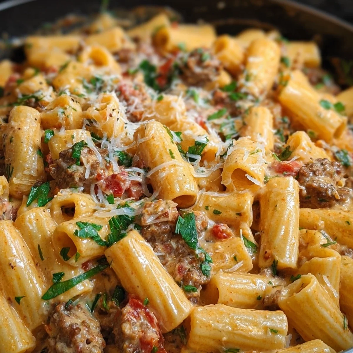 Creamy Beef Sausage Rigatoni Recipe