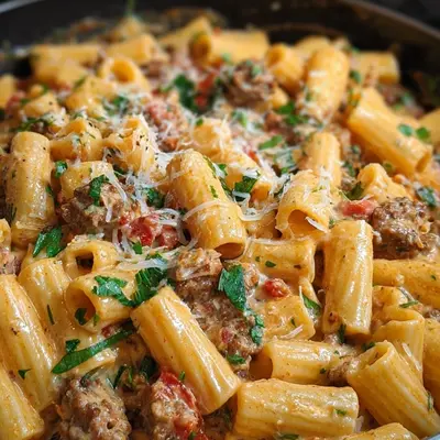 Creamy Beef Sausage Rigatoni Recipe