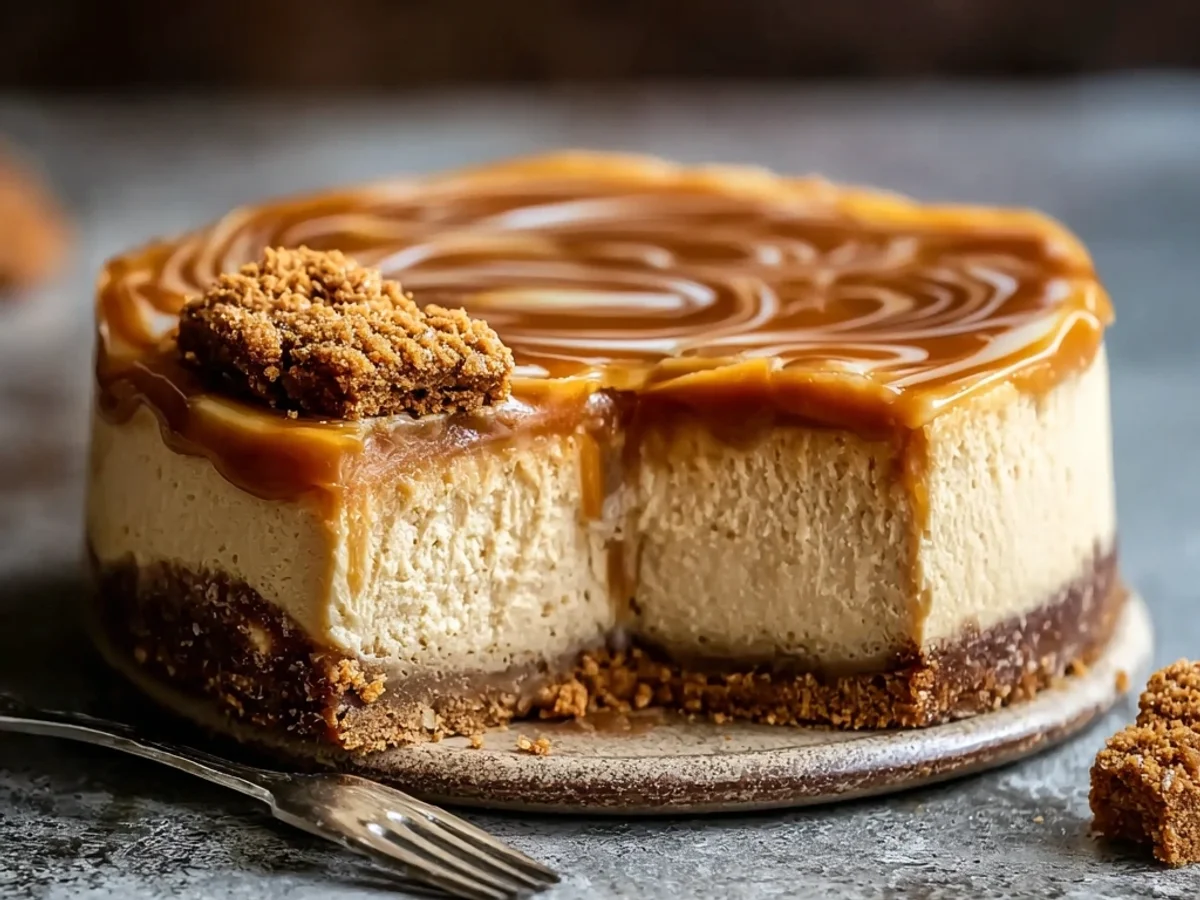 Creamy Biscoff Salted Caramel Cheesecake - Featured Image