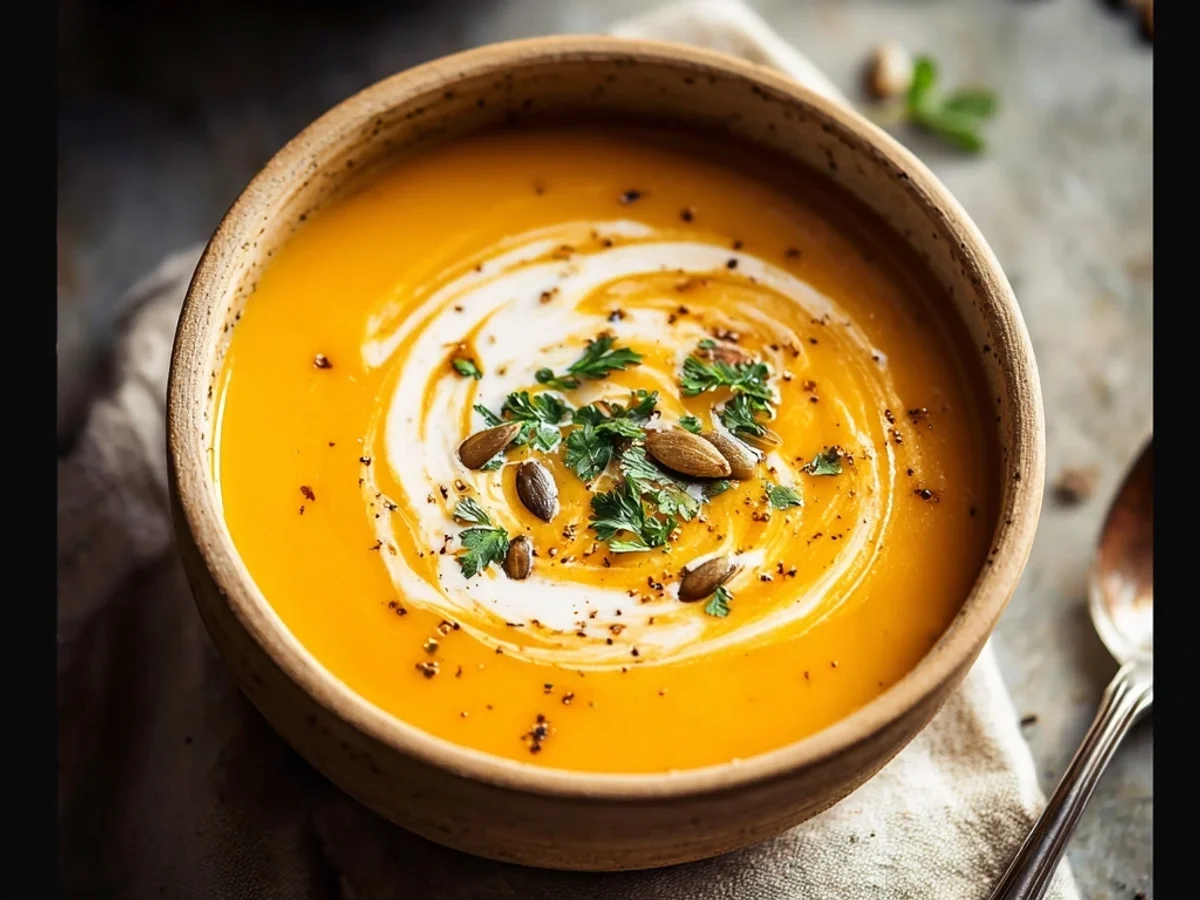 Creamy Butternut Squash Sweet Potato Soup Recipe - Featured Image