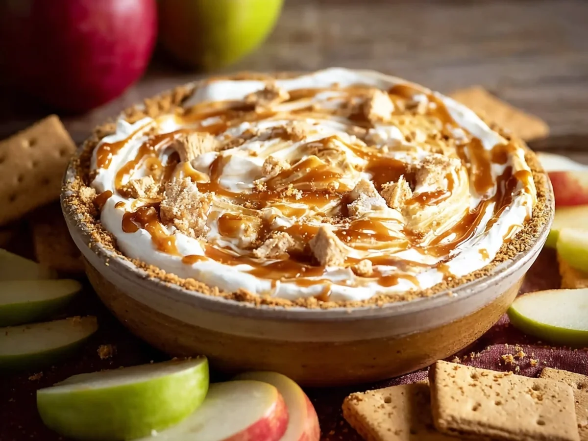 Creamy Caramel Apple Cheesecake Dip Recipe - Featured Image