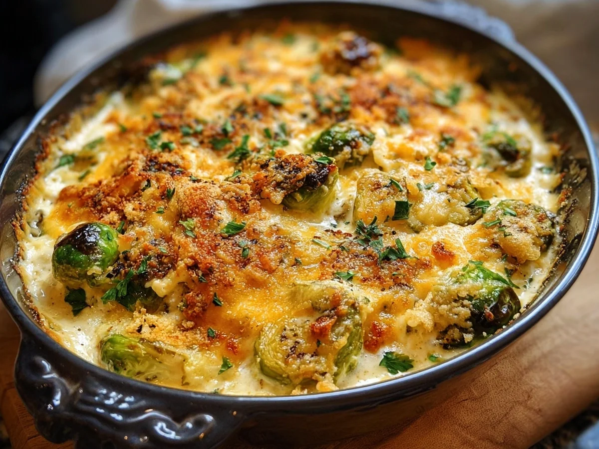 Creamy Cheesy Brussels Sprouts Bake: Easy Side Dish - Featured Image