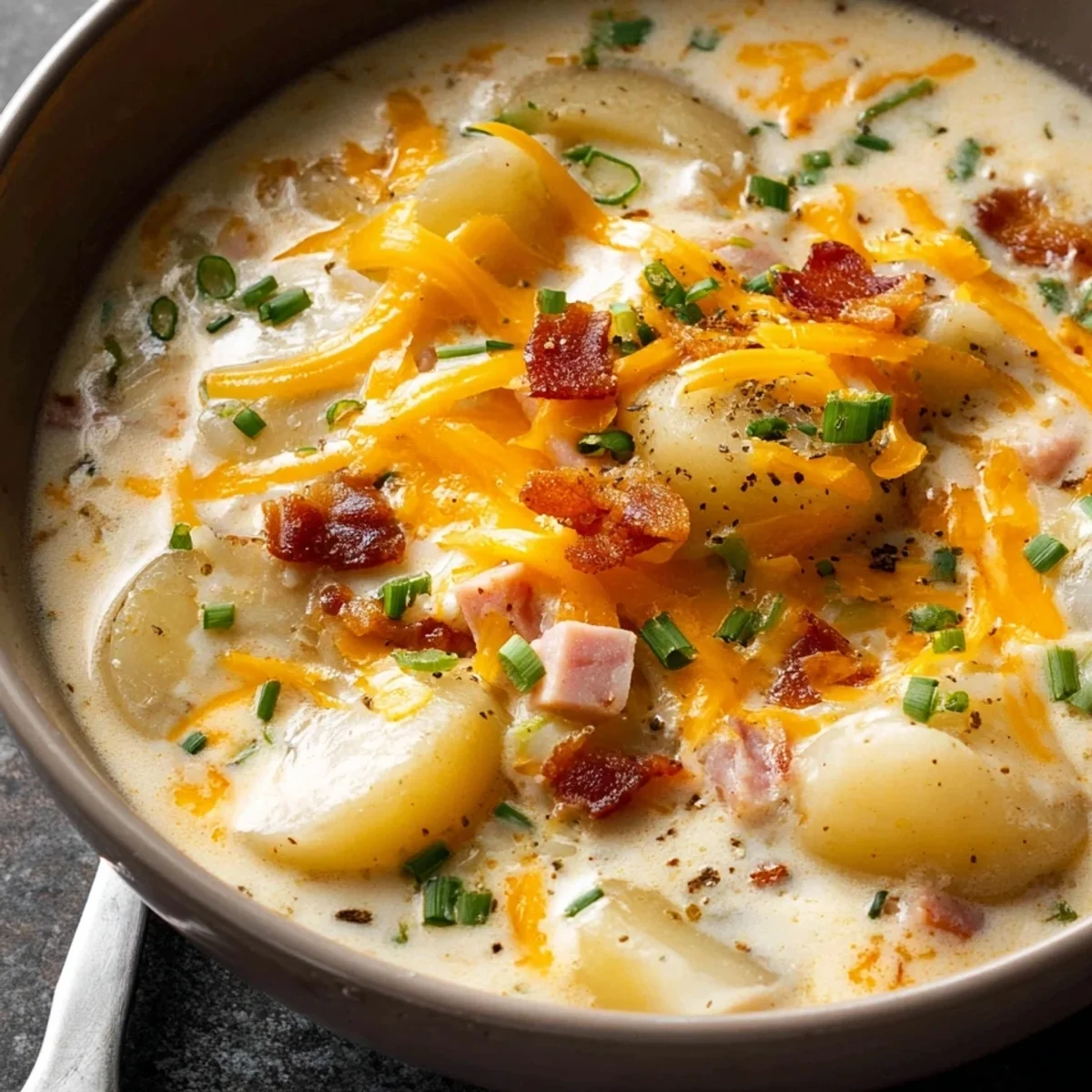 Creamy Crockpot Potato Soup with Savory Turkey Ham