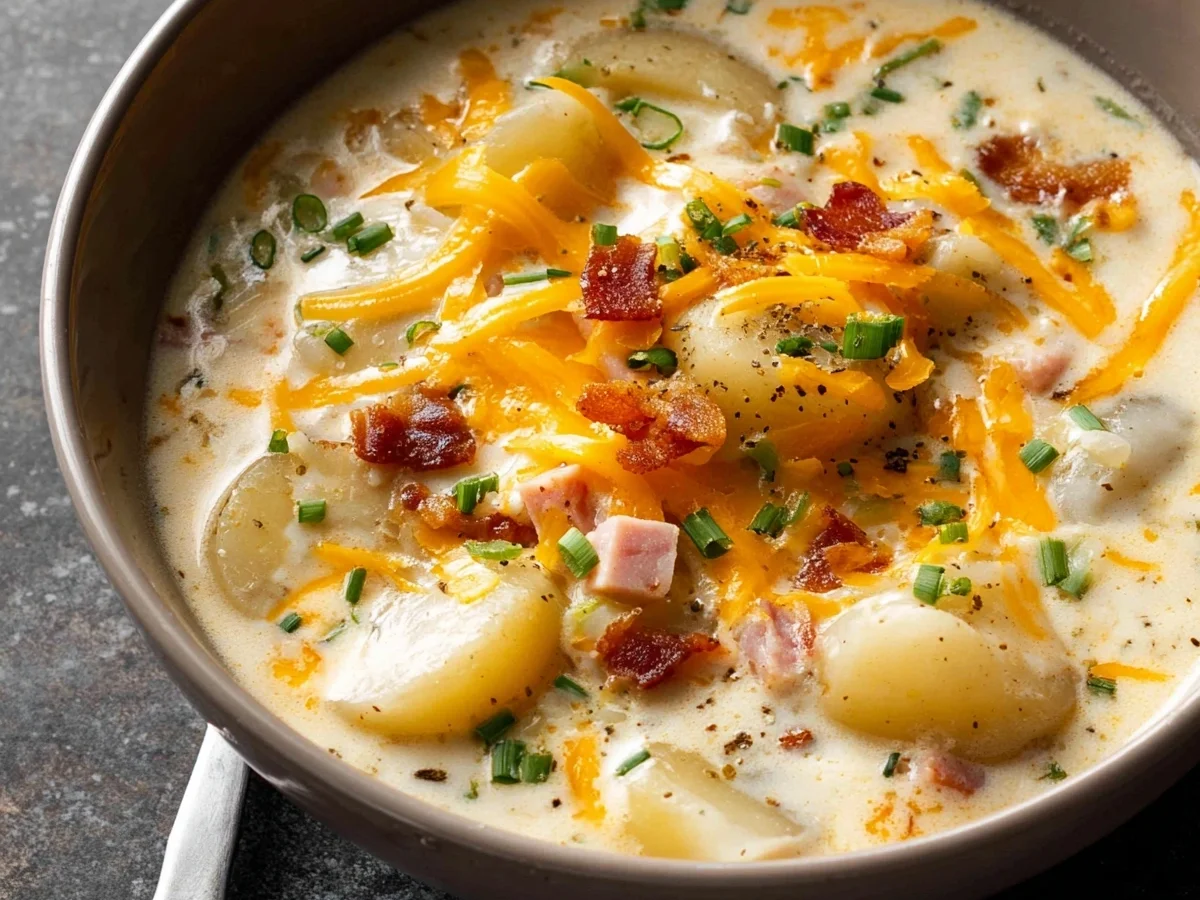 Creamy Crockpot Potato Soup with Savory Turkey Ham - Featured Image