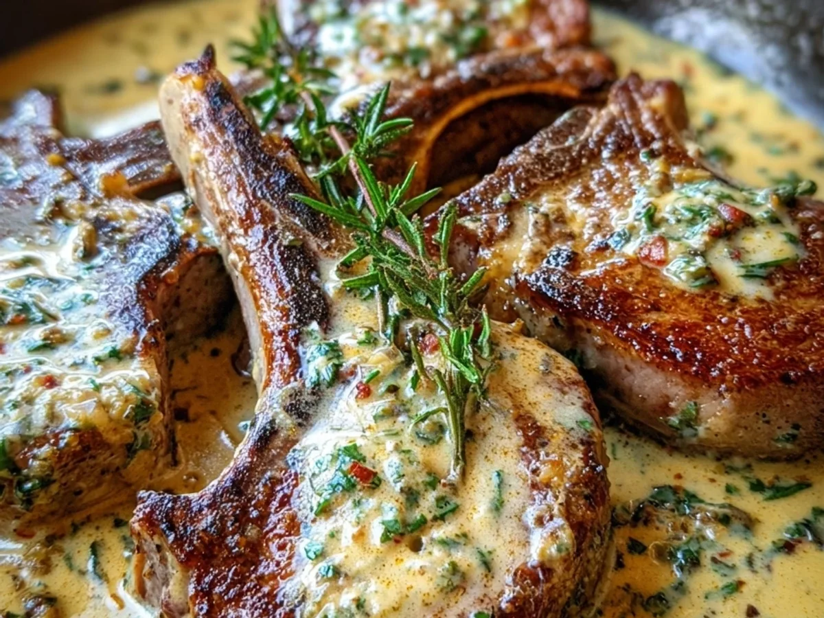 Creamy Garlic Lamb Chops Recipe - Featured Image
