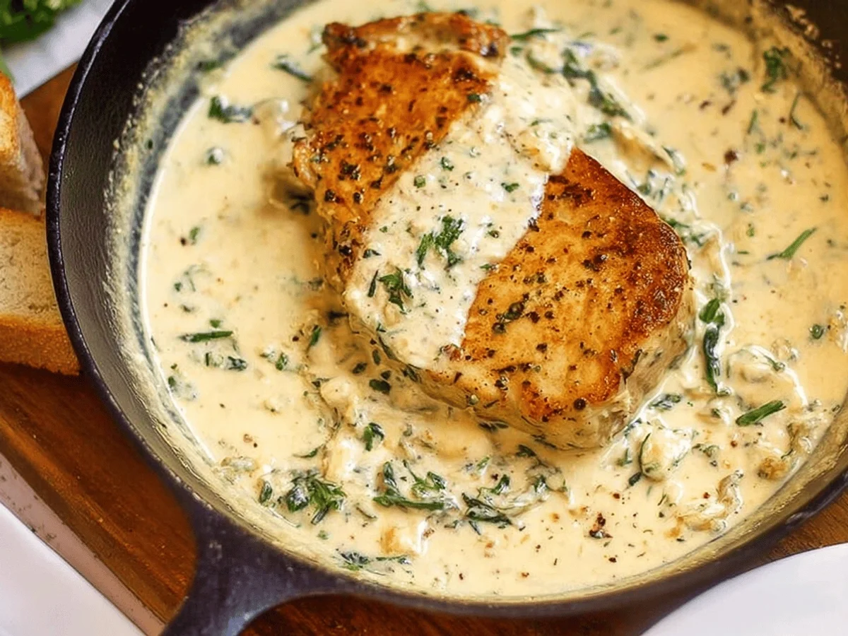 Creamy Garlic Parmesan Pork Chops Recipe - Featured Image