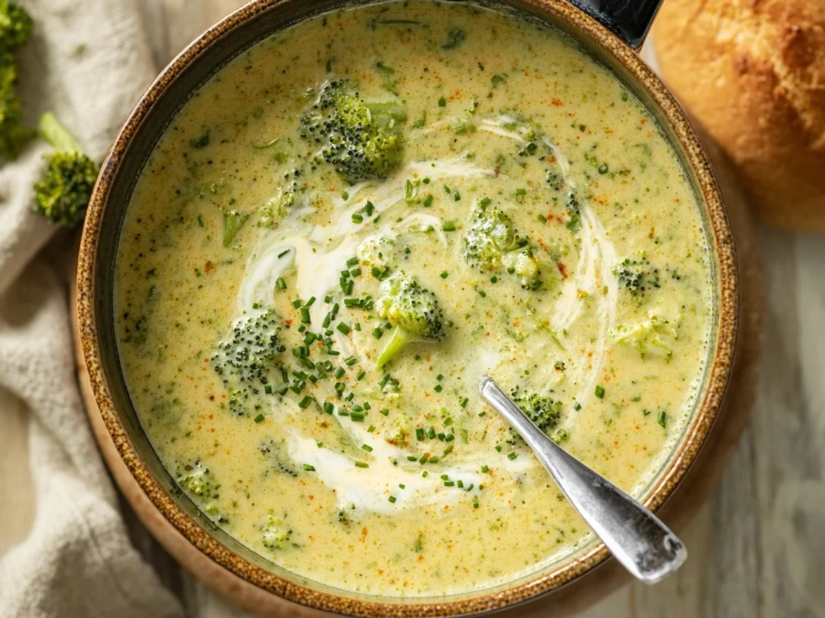 Creamy High-Protein Broccoli Cheddar Soup - Featured Image
