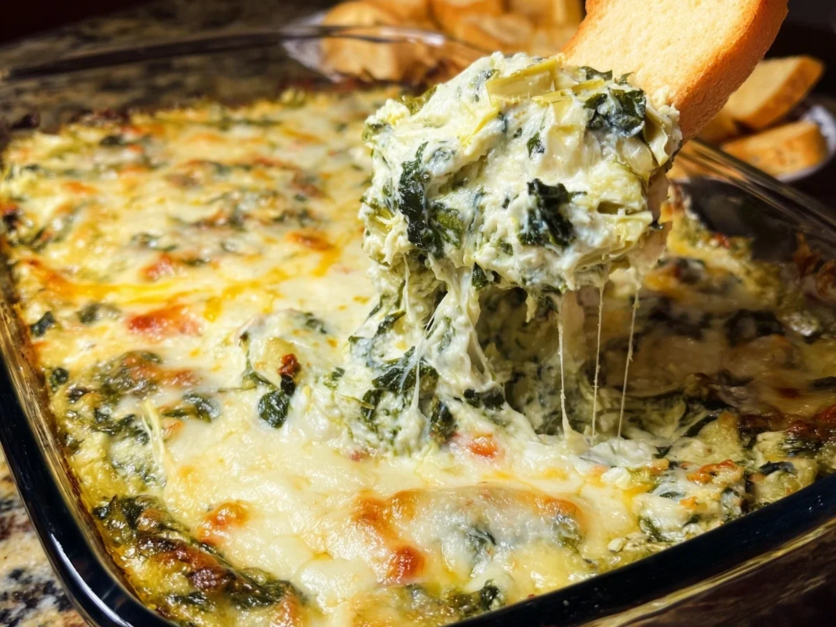 Creamy Hot Spinach Artichoke Dip Recipe - Featured Image