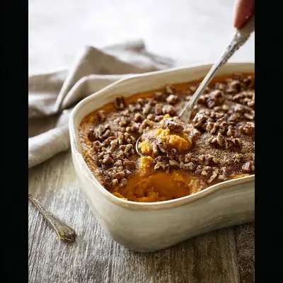 Creamy Sweet Potato Casserole with Pecan Crunch