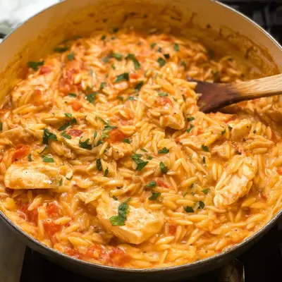 Creamy Tomato Orzo with Chicken Dinner