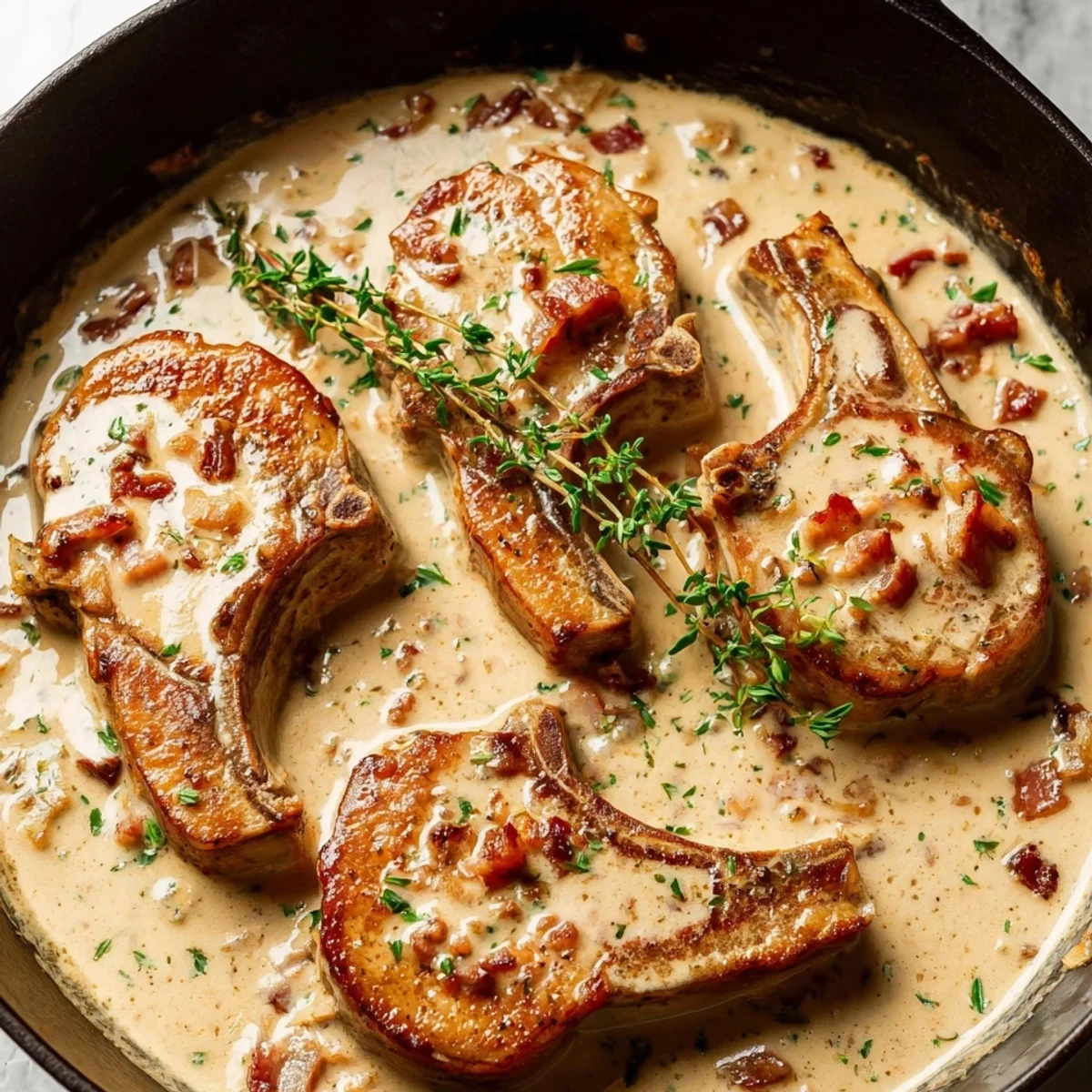 Creamy Turkey Ham Lamb Chops: 30-Minute Dinner