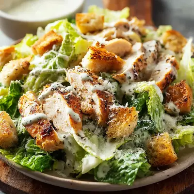 Crispy Chicken Caesar Salad Recipe with Zesty Dressing