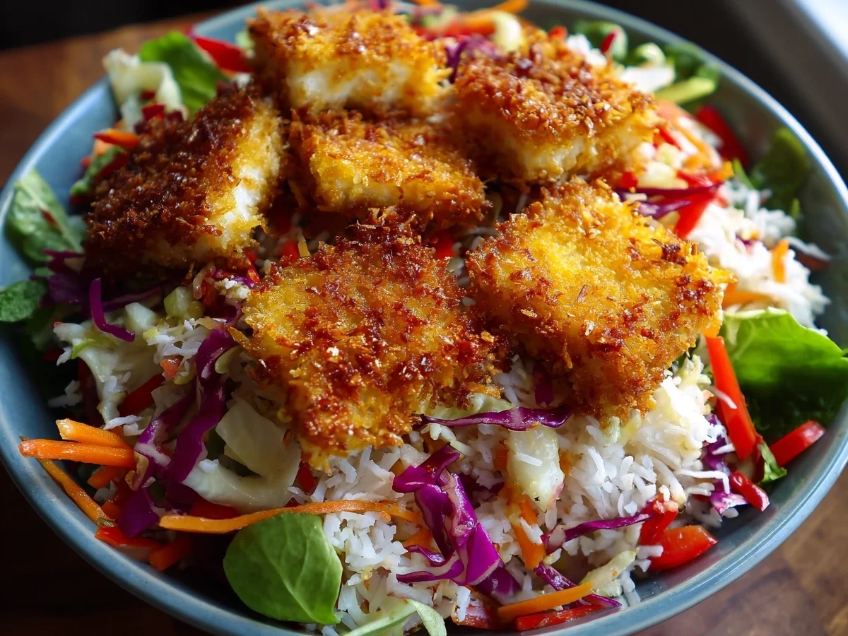 Crispy Coconut Tofu Bowl with Mango Salsa - Featured Image