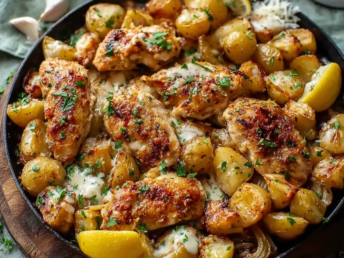 Crispy Garlic Parmesan Chicken & Potatoes - Featured Image