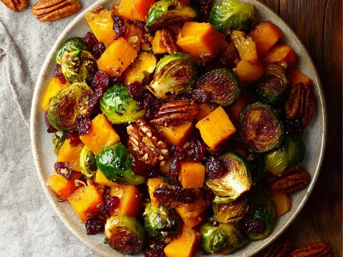 Crispy Roasted Brussels Sprouts Butternut Squash Medley - Featured Image