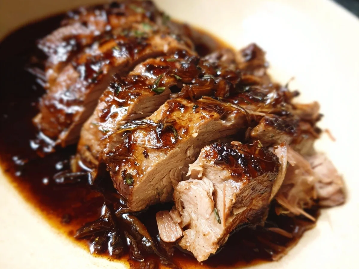 Crockpot Brown Sugar Balsamic Glazed Lamb Tenderloin - Featured Image
