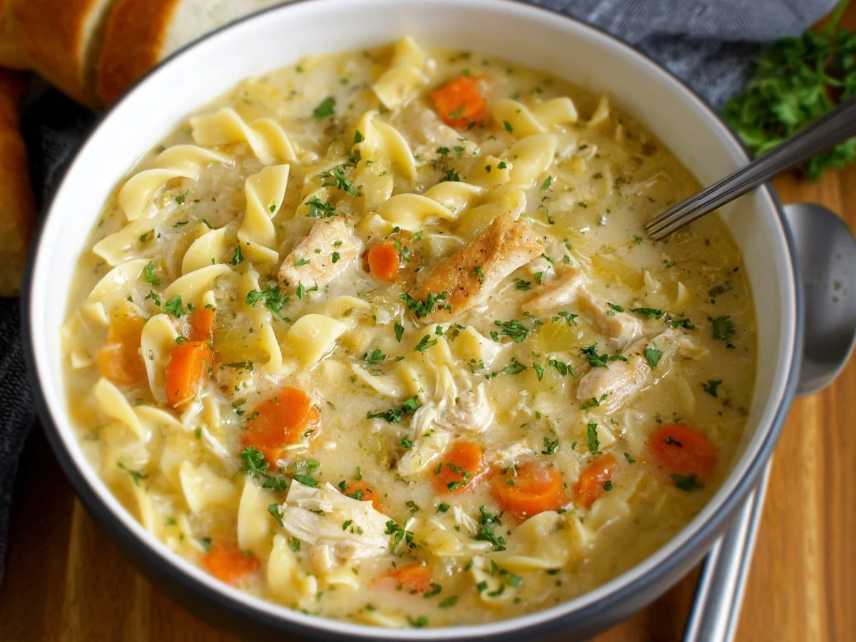 Crockpot Creamy Chicken Noodle Soup - Featured Image