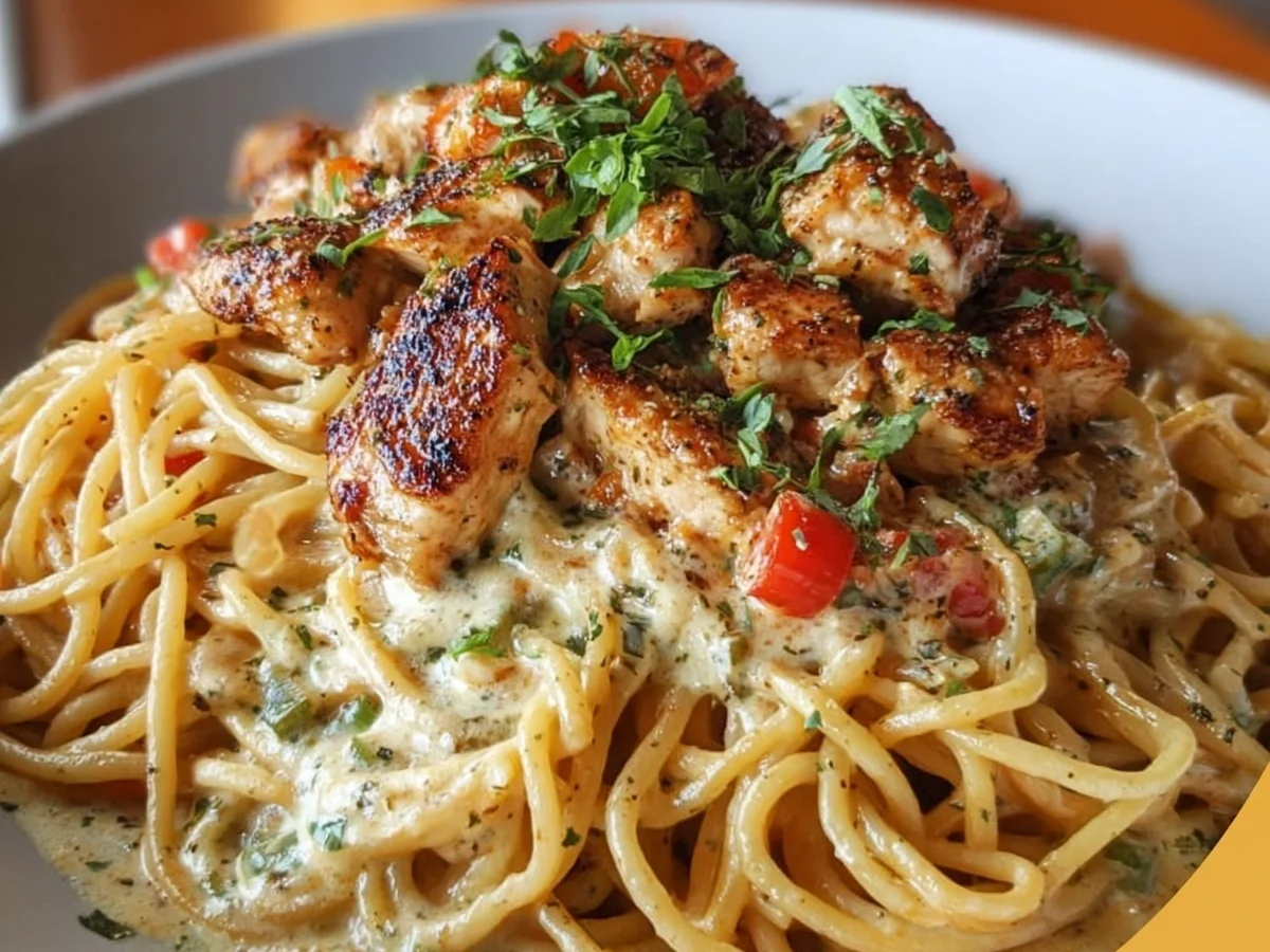 Easy Creamy Cajun Chicken Spaghetti Dinner - Featured Image