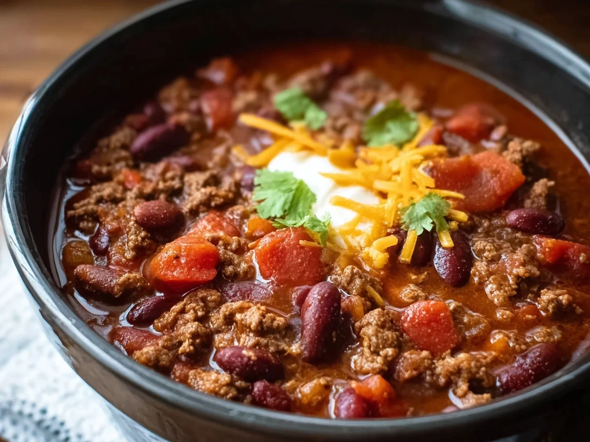 Easy Crockpot Ground Beef Chili with Beans - Featured Image