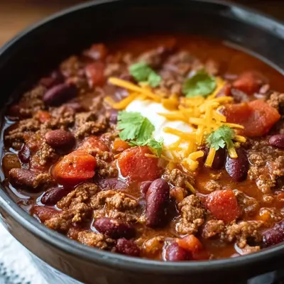 Easy Crockpot Ground Beef Chili with Beans