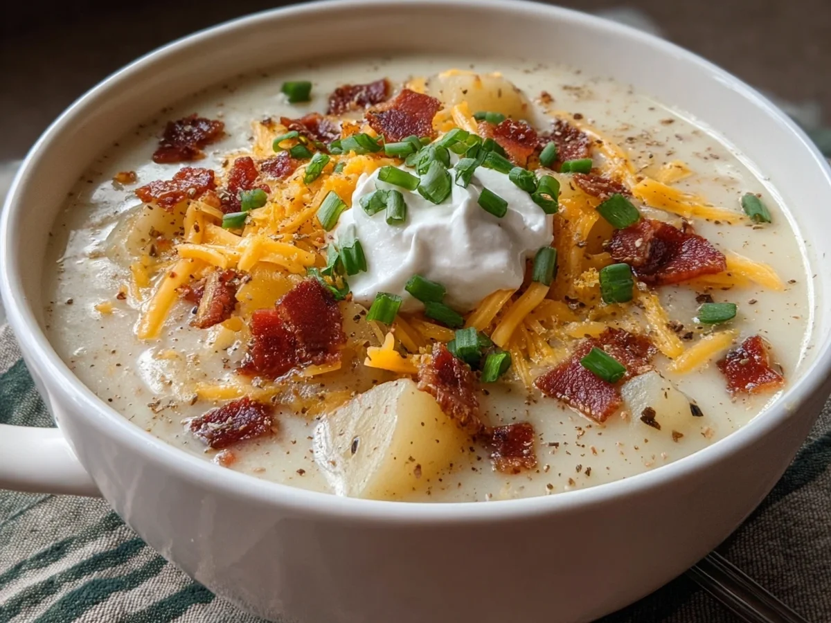 Easy Crockpot Loaded Baked Potato Soup - Featured Image