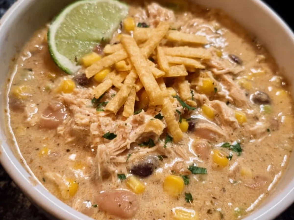 Easy Crockpot White Chicken Chili with Cream Cheese - Featured Image