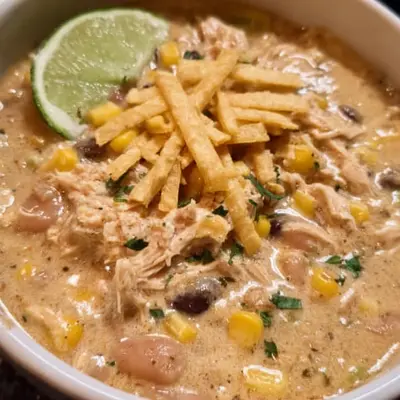 Easy Crockpot White Chicken Chili with Cream Cheese