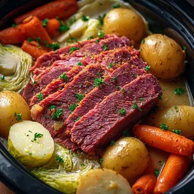 Easy Slow Cooker Corned Beef & Cabbage Recipe