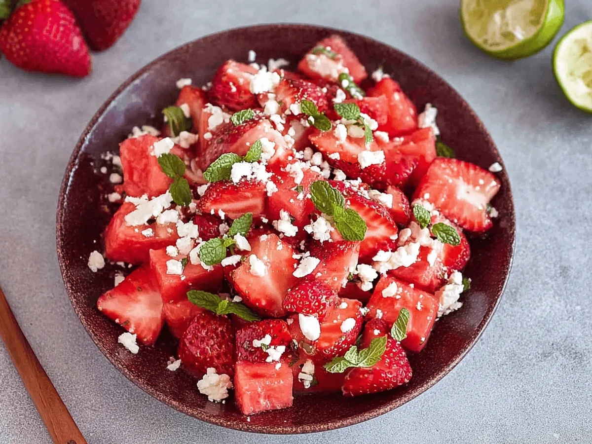 Easy Watermelon Strawberry Salad Recipe for Summer - Featured Image