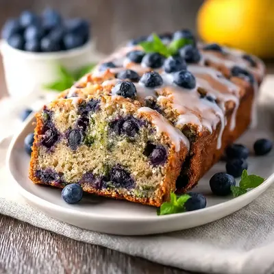 Fluffy Blueberry Zucchini Bread with Tangy Lemon Glaze