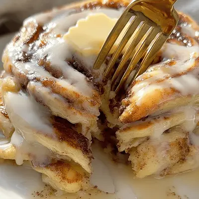 Fluffy Vegan Cinnamon Roll Pancakes Recipe