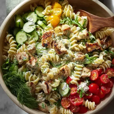 Fresh Chicken Pasta Salad with Zesty Lemon Herb Dressing
