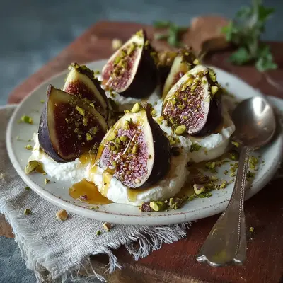 Fresh Figs with Ricotta, Pistachios & Honey
