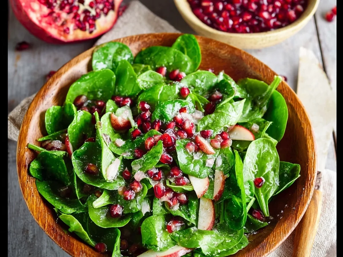 Fresh Spinach Pomegranate Salad with Zesty Dressing - Featured Image