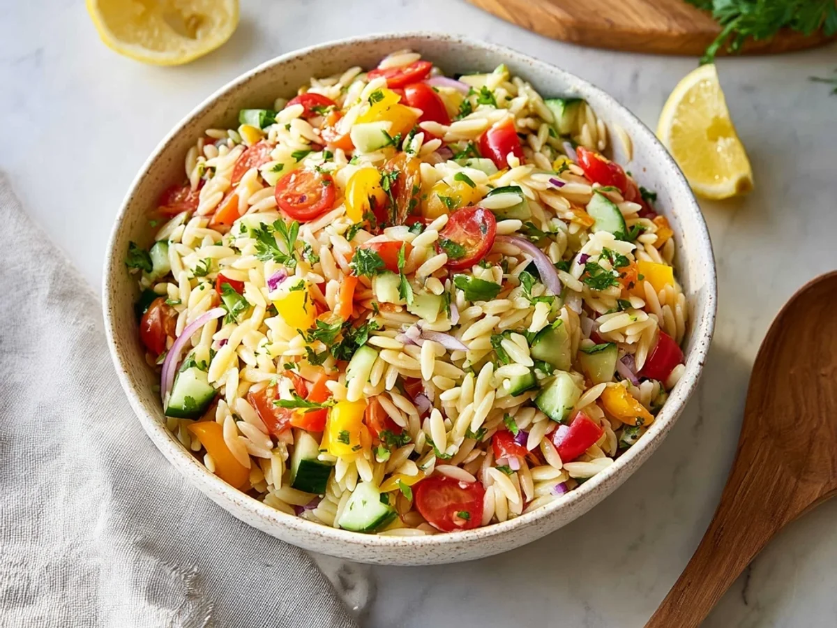 Fresh Vibrant Rainbow Orzo Salad: A Burst of Color - Featured Image