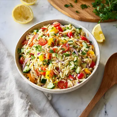 Fresh Vibrant Rainbow Orzo Salad: A Burst of Color