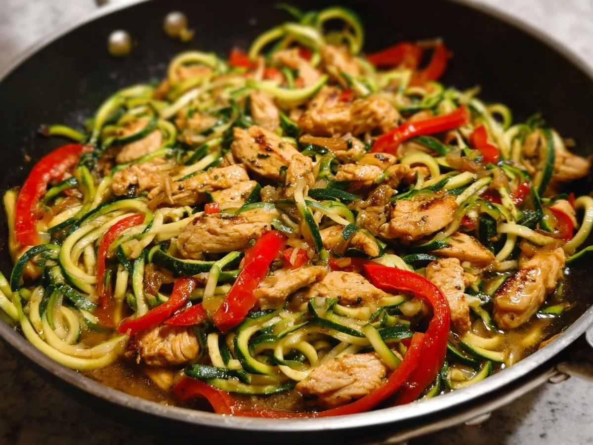 Garlic Chicken Zucchini Noodle Stir Fry (40g Protein) - Featured Image